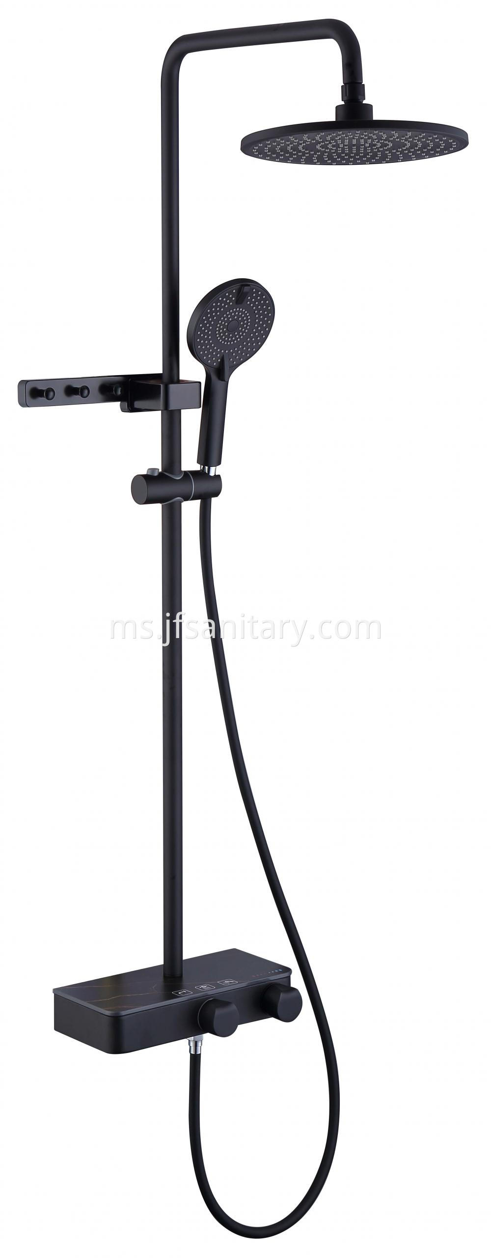 Black Shower Faucet Set With Wall Hook